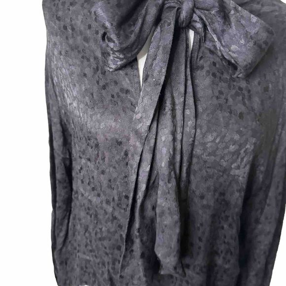 NWT H & M shift Dress Black neck Bow Sz 12 embossed Animal Print a16 - Picture 6 of 9